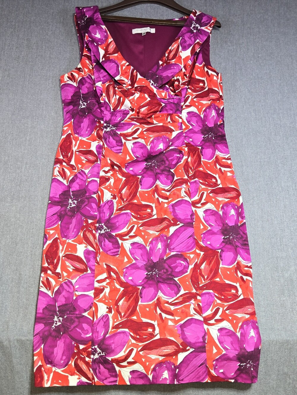 Evan-Picone Womens Size 16 Ruched Floral Sheath Cocktail Dress